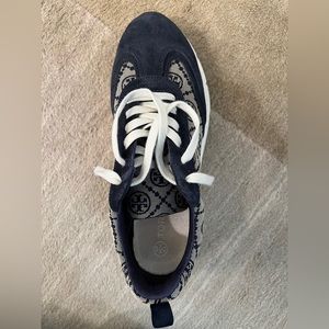 Tory Burch Monogram Good Luck Trainer Navy Sneaker